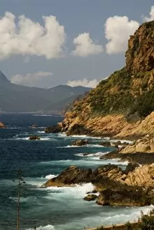 Europe, France, Corsica, Porto. Rugged coastline of Golfe de Porto in Mediterranean Sea