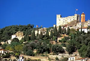 Europe, France, Cote D Azure, Roquebrune. Castle on hill