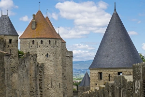 Images Dated 17th May 2015: Europe, France, Languedoc-Roussillon, ancient fortified city of Carcassonne, UNESCO