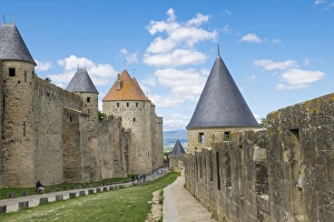 Images Dated 17th May 2015: Europe, France, Languedoc-Roussillon, ancient fortified city of Carcassonne, UNESCO
