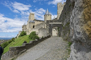 Images Dated 17th May 2015: Europe, France, Languedoc-Roussillon, ancient fortified city of Carcassonne, UNESCO