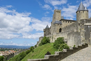 Images Dated 17th May 2015: Europe, France, Languedoc-Roussillon, ancient fortified city of Carcassonne, UNESCO