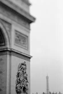 Special Effect Prints: Europe, France, Paris. Arc de Triomphe and Eiffel Tower