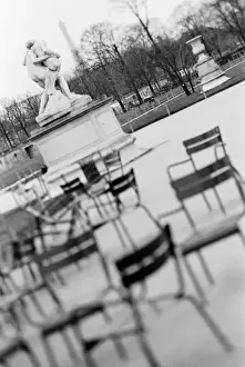 Court Yard Prints: Europe, France, Paris. Chairs, Jardin du Luxembourg