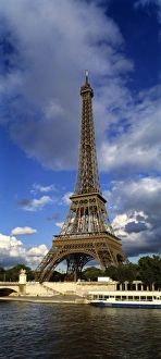 River Front Prints: Europe, France, Paris. The Eiffel Tower, part of a World Heritage Site, on the Seine River