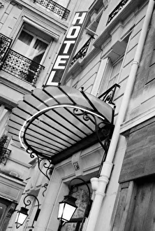 Left Bank Prints: Europe, France, Paris. Detail of Left Bank hotel