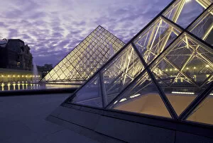 Europe, France, Paris, Louvre pyramids