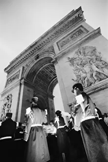 Europe, France, Paris. Military ceremony at the Arc de Triomphe