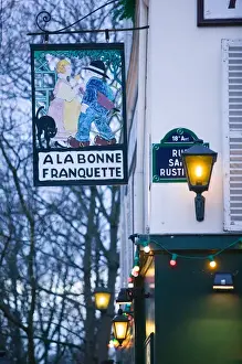 Images Dated 11th March 2005: Europe, France, Paris, Montmartre: Place du Tertre-Sign for Cafe A La Bonne Franquette