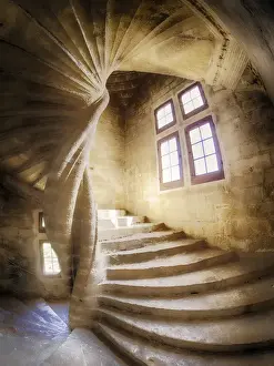 Images Dated 14th July 2014: Europe; France; Provence; Lourmarin; Spiral staircas in Chateau de Lourmarin
