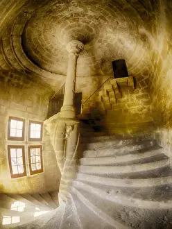 Search Prints: Europe; France; Provence; Lourmarin; Spiral staircas in Chateau de Lourmarin