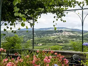 Vaucluse Prints: Europe, France, Provence. An outside patio restaurant in the town of Lacoste with