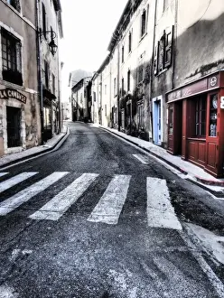 Bright Colors Prints: Europe; France; Provence; Roussillion; Town scenes of colorful French Hillside town