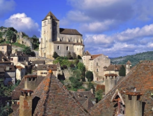 Lot Valley Prints: Europe, France, St. Cirq Lapopie. The red-tiled rooftops of St. Cirq Lapopie, in