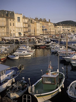Europe, France, St. Tropez Boats moored in harbor