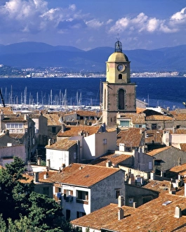 Tiled Prints: Europe, France, St. Tropez. St. Tropez, on the Cote d Azur on the Riviera, is