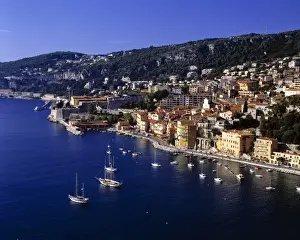 Department Alpes Maritimes Prints: Europe, France, Villefranche. The seaside town of Villefranche, on the Mediterranean
