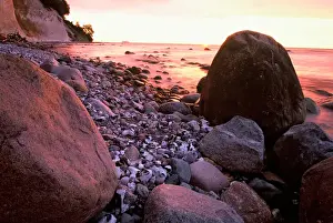 Christian Ziegler Prints: EUROPE, Germany, Baltic Sea, Island of Ruegen Rocky coastline in rosey sunrise