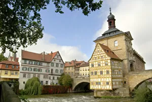 Images Dated 8th October 2006: Europe, Germany, Bavaria, Bamberg, Old Town Hall on the river Regnitz