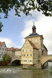 Images Dated 8th October 2006: Europe, Germany, Bavaria, Bamberg, Old Town Hall on the river Regnitz