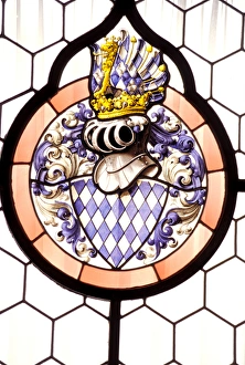 Images Dated 10th April 2006: Europe, Germany, Bavaria, Neuschwanstein. Stained glass window detail