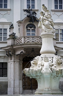 Images Dated 23rd April 2009: Europe, Germany, Bavaria, Passau, Baroque fountain in Residence Square