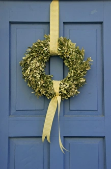 Images Dated 25th April 2009: Europe, Germany, Bavaria, Regensburg, Easter wreath on front door