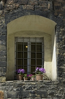 Images Dated 25th April 2009: Europe, Germany, Bavaria, Regensburg, flower pots on windowsill