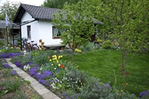 Images Dated 26th April 2009: Europe, Germany, Bavaria, Straubing, cottage garden in Spring