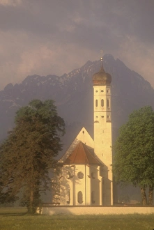 Bayern Prints: Europe, Germany, Bayern (Bavaria), Schwangau. St. Colomans Church