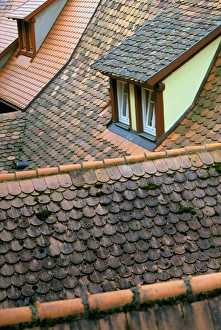 Rothenburg Prints: Europe, Germany, Bayern, Rothenburg Ob Der Tauber. Slate roof details