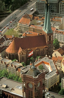 Images Dated 23rd August 2006: Europe, Germany, Berlin. Alexanderplatz, Rotes Rathaus / Nikolaikirche viewed