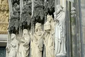 Europe, Germany, Cologne, Cathederal, Sculpture of Saints at entrance