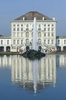Royalty Prints: Europe, Germany, Munich. Nymphenburg Castle and reflection