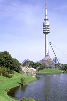 Olympics Prints: Europe, Germany, Munich, Olympic Park. Distinctive communications tower