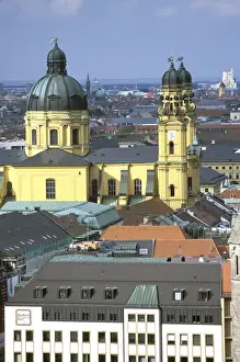 Town View Prints: Europe, Germany, Munich. View of Theatinerkirche from Saint Peters Church tower