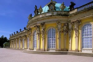 Images Dated 23rd August 2006: Europe, Germany, Potsdam. Park Sanssouci, Schloss Sanssouci Castle, exterior detail