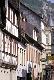 Bacharach Prints: Europe, Germany, Rhineland, Pfaltz, Bacharach. Half timbered buildings in town center