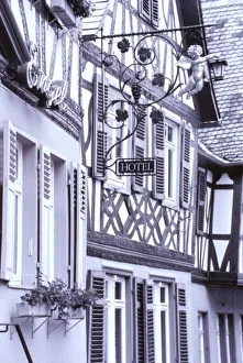 Black And White Prints: Europe, Germany, Rhineland, Pfalz, Boppard. Half timbered buildings