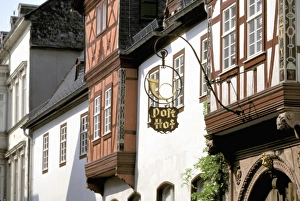 Bacharach Prints: Europe, Germany, Rhineland, Pfalz, Bacharach. Ornate signage
