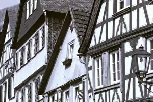 Black and White Collection: Europe, Germany, Rhineland, Pfalz, Bacharach. Half timbered buildings