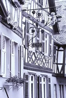 Black and White Collection: Europe, Germany, Rhineland, Pfalz, Boppard. Half timbered buildings