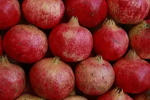 Athens Prints: Europe, Greece, Athens. Fresh pomegranates for sale at an outdoor farmers market