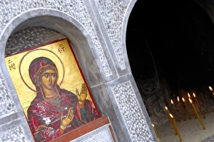 Byzantine Prints: Europe, Greece, Crete (aka Kriti). Mt. Dikti, 14th century Kera Monastery, Byzantine icons