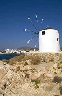 Europe, Greece, Cyclades Islands, Paros island, Paros Town. Windmill near the main city of Parikia