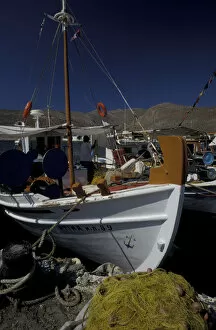 Images Dated 23rd September 2004: Europe, Greece, Cyclades Islands, Folegandros. Moored fishing boats in ports
