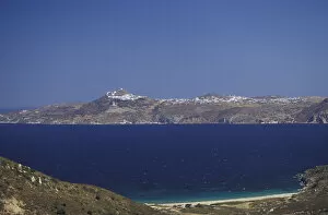 Images Dated 23rd September 2004: Europe, Greece, Cyclades Islands, Milos. View from Agia Marina Monestary: Fatourena beach
