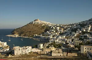 Images Dated 2nd June 2006: Europe, Greece, Dodecanese Islands, Astypalea: view of port (Skala) and Hora