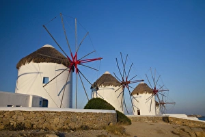 Hora Prints: Europe, Greece, Greek Island, Mykonos, Hora, Windmill Evening light