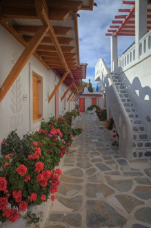 Images Dated 25th May 2010: Europe, Greece, Greek Island, Mykonos, Color but old refurishing hotel in central